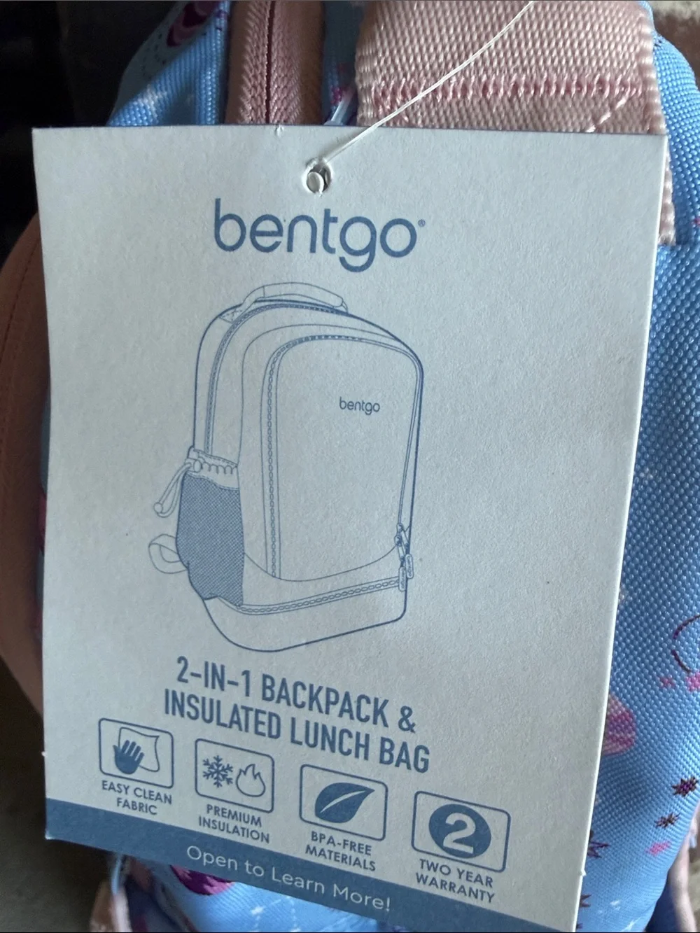 NEW Bento Kids' Space Print 2-in-1 Backpack in Light Blue and Pink